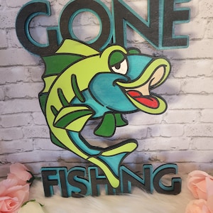 Gone Fishing Multilayer Wood Sign