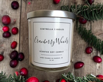 Cranberry Woods Candle: Scented Soy Candle with Cinnamon & Pine