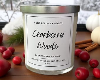Cranberry Woods Candle: Scented Soy Candle with Cinnamon & Pine