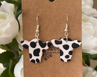 Cow Earrings: Handmade Polymer Clay, Hypoallergenic Hooks
