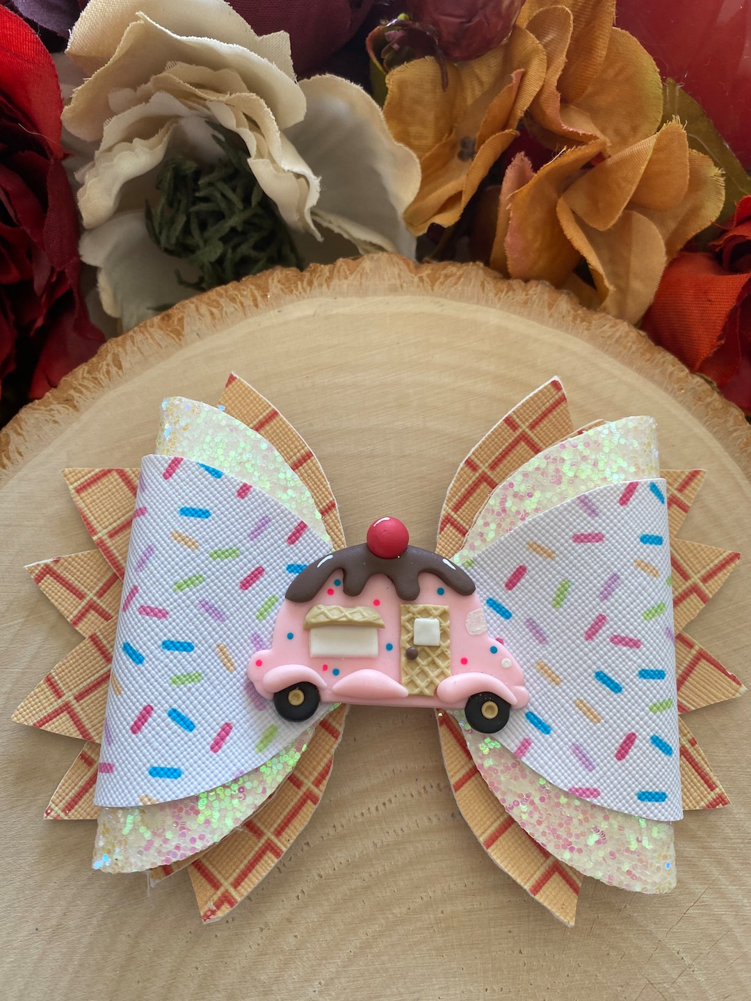 Ice Cream Hairbow, Ice Cream Hair Clip, Ice Cream Hair Bow, Summer