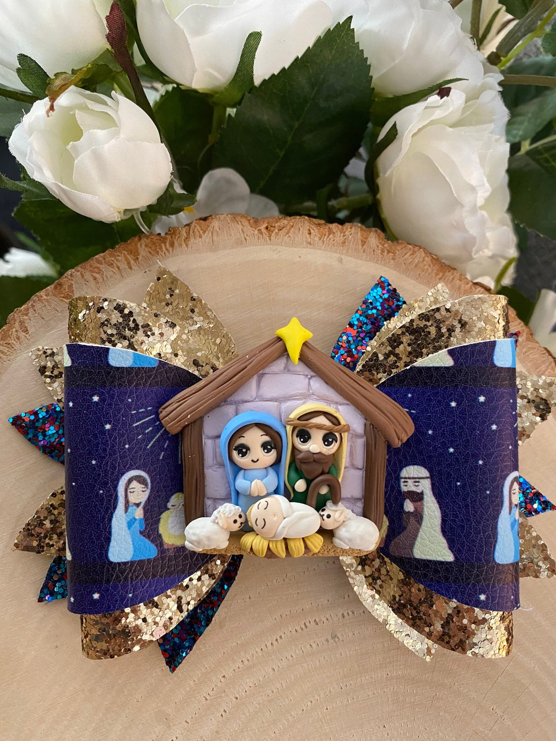 Nativity Hairbow Nativity Hair Clip Nativity Hair Bow Etsy