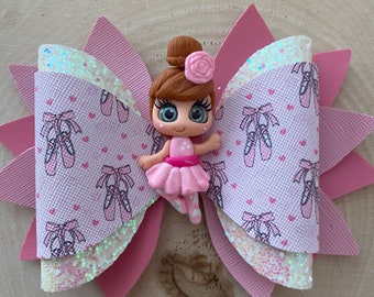 Ballerina hairbow, pink ballerina hairbow, ballet hairbow, ballerina ballet hairbow, ballerina shoes hairbow,