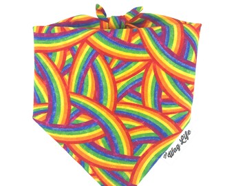 Rainbow Dog Bandana, Tie On Rainbow Pride Bandana for Dogs, Dog lover Gift, Pet Lover Gift, Birthday Boy or Girl dog gift, Dog Mom Gift