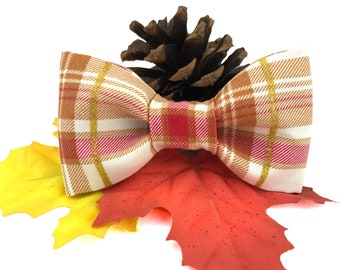 Fall Plaid Dog Bow Tie, Thanksgiving Bow Tie for Dogs, Autumn Gift for Dog Mom, Holiday Dog outfit, Boy Dog Gift, Dog lover Gift, Pet Gift