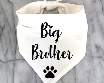 Big Brother Dog Bandana, Pregnancy Announcement Photos, Baby Shower Gift, New Puppy Gotcha Day, Gender Reveal, Black White Bandana for dogs