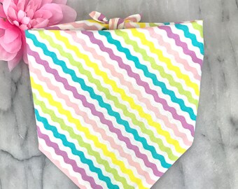 Easter Dog Bandana, Pastel Rainbow Striped Dog Scarf, Spring Bandana for Dogs Doggies, Easter Dog Gift, Dog lover Gift, Pet Lover Gift