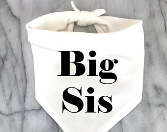 Big Sister Dog Bandana, Pregnancy Announcement Photos, Baby Shower Gift, New Puppy Gotcha Day, Gender Reveal, White Black Bandana for dogs