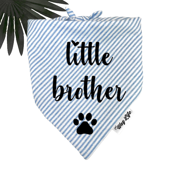 Little Brother Dog Bandana, Pregnancy Announcement Photos, Baby Shower Gift, New Puppy Gotcha Day, Gender Reveal, Blue Bandana for dogs