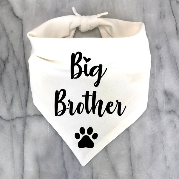 Big Brother Dog Bandana, Pregnancy Announcement Photos, Baby Shower Gift, New Puppy Gotcha Day, Gender Reveal, Black White Bandana for dogs