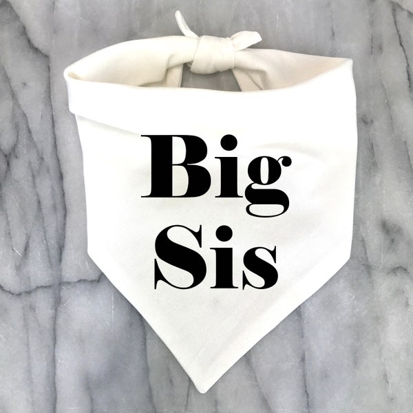 Big Sister Dog Bandana, Pregnancy Announcement Photos, Baby Shower Gift, New Puppy Gotcha Day, Gender Reveal, White Black Bandana for dogs