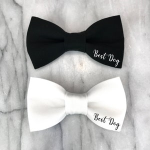 Wedding Dog Bow Tie, Best Dog, Engagement Dog Gift, White Dog Bow Tie, Dog Tuxedo Wedding Outfit, Dog Wedding Attire image 2