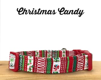 Christmas Dog Collar, Xmas Dog Collar, Red, Green Striped Holiday Dog Collar, Dog Stocking Stuffer, Gift for dog lover, Pet Lover Gift