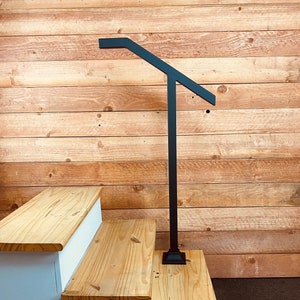 1.5x1.5 Single Post, 1 or 2 step, Metal Handrail, Flat Black