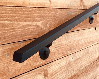 2x1 Metal Handrail, Flat Black, Angle Cut