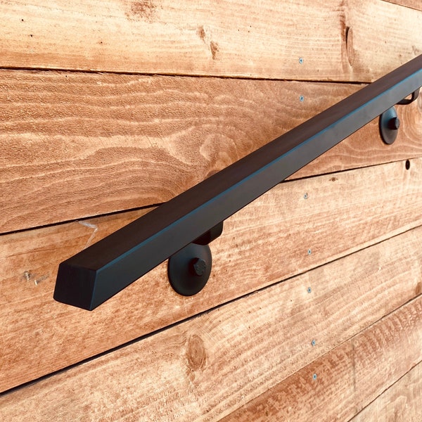 2x1 Metal Handrail, Flat Black, Angle Cut
