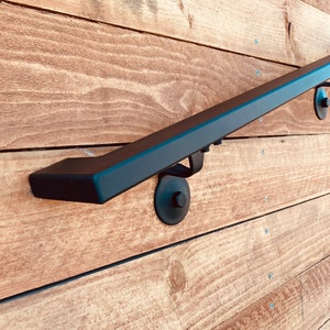 2x1 Metal Handrail, Flat Black, with Wall Return