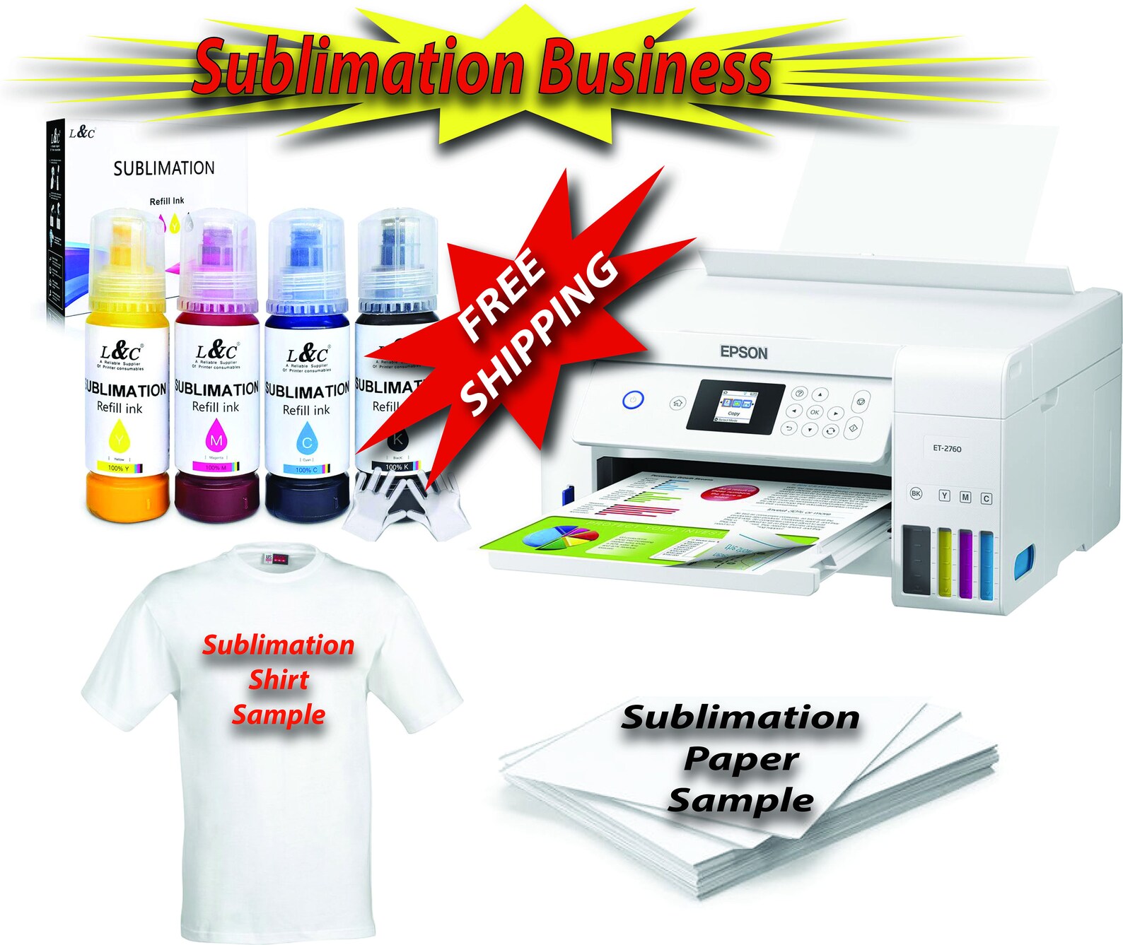 NEW EPSON ET 2760 with sublimation ink and samples to start Etsy