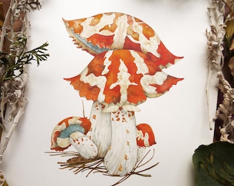 Mushroom wall art - crab mushroom, art print, plant illustration, magical plant, fantasy art, imagination art