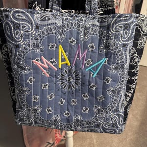 Personalized Quilted Bandana Tote Bag - Custom Shoulder Travel Tote - diaper bag- beach tote- back to school