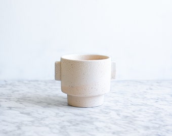 Tierra Textured Planter, Beige and Cream Ceramic Indoor Planter, Modern, Beige and Cream Cache Pot, Housewarming gift (4.25" x 4.5")