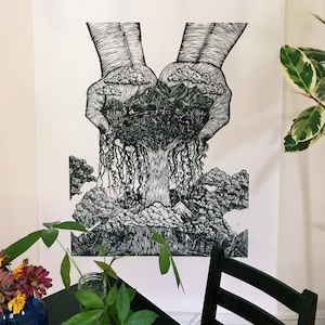 Hurting is healing is hurting is healing is... - GIANT oversized woodcut print