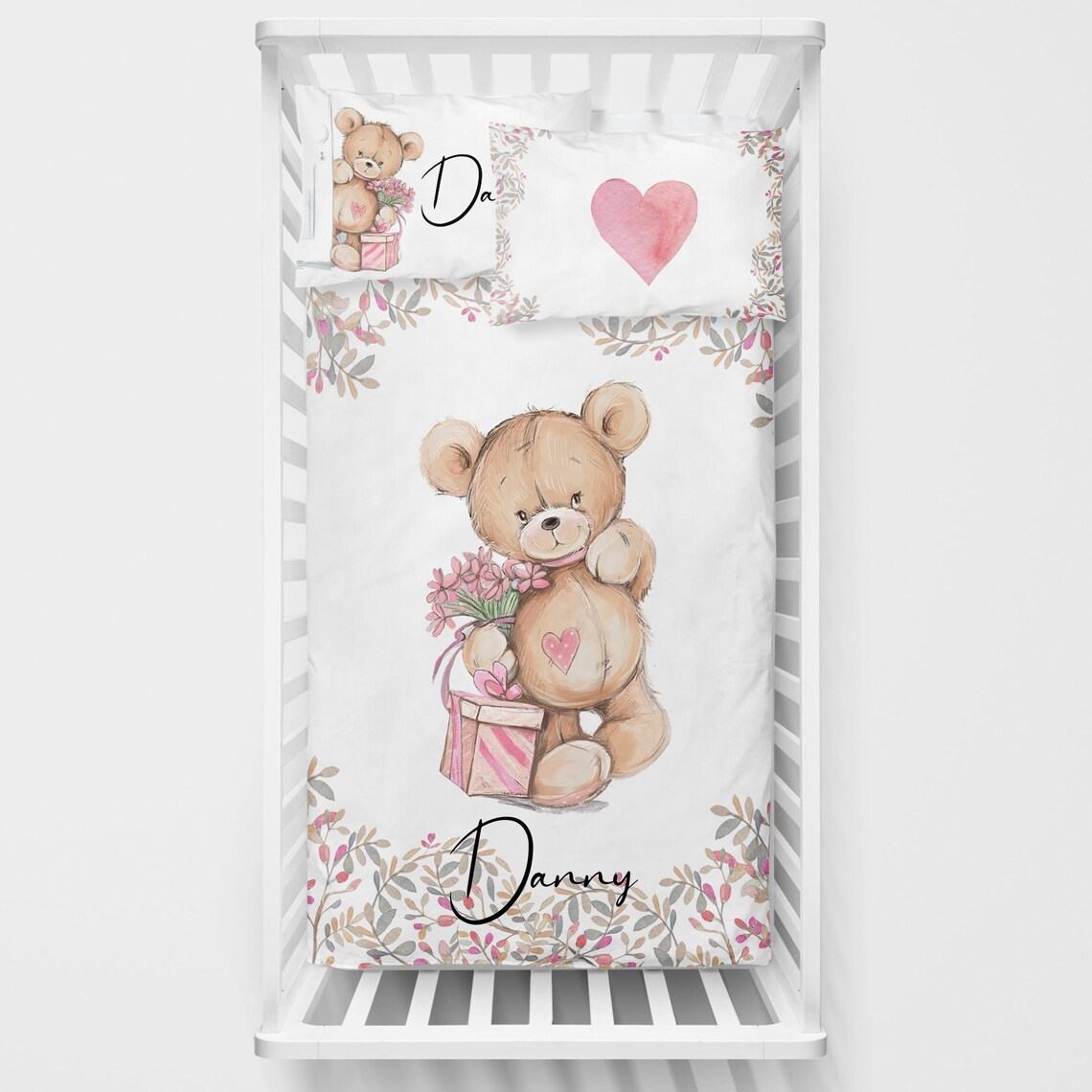 Baby Bear Custom Baby Duvet Cover Set Personalized Bedding Etsy