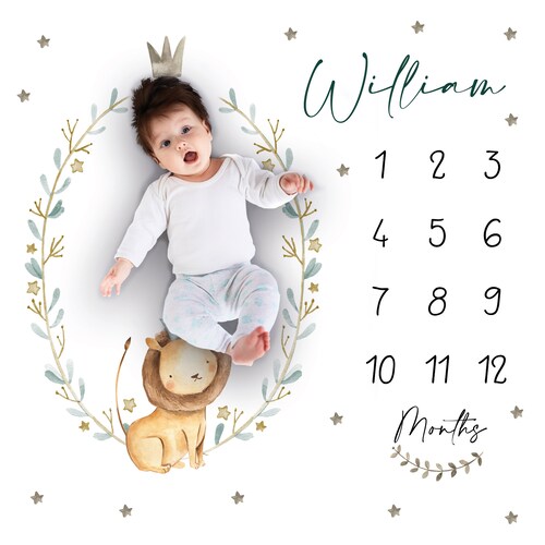 Safari Baby Milestone Blanket Month Blanket Growth Tracker Etsy