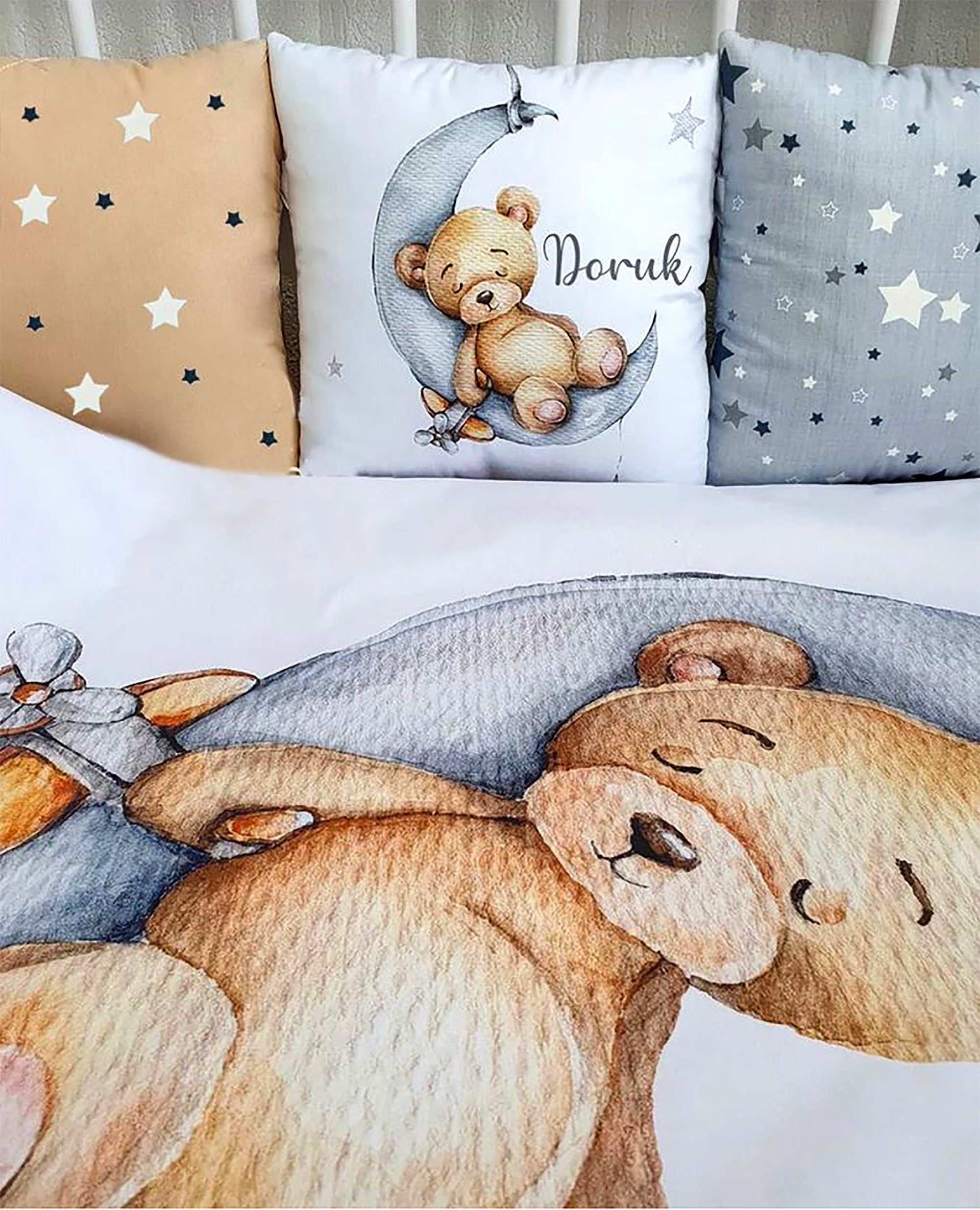 Sleeping Bear Custom Baby Duvet Cover Set Personalized Etsy