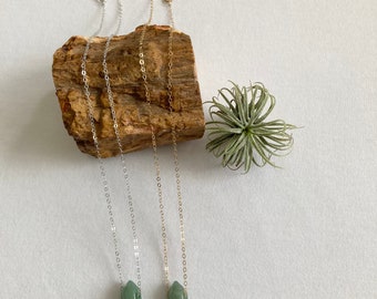 Collana Con Ciondolo In Aventurina Verde Su Catenina Argento 925 – Pietra Naturale Grado AA, Lunghezza 50 Cm – Gioiello Elegante E Ipoallergenico
