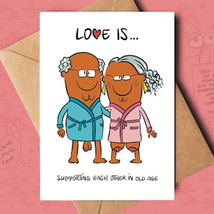 Tarjeta divertida de cumpleaños o aniversario 40, 50, 60 San Valentín Esposa Esposo Mamá Papá Abuela Abuelo Anciano Apoyo Amor Humorístico Divertido Caricatura