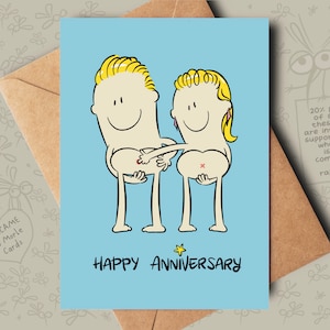 Blonde, naughty card for an anniversary, ideal for a girlfriend, boyfriend, fiancé, fiancée, husband, wife, couple or other half.