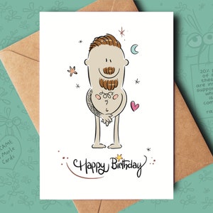 Tatouage barbe brune - Carte d'anniversaire amusante pour lui, un meilleur ami, un petit ami, un fiancé, un mari ou un partenaire pour son anniversaire.