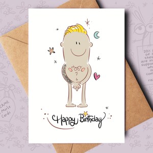 Tatouage blond - Carte d'anniversaire amusante pour lui, un meilleur ami, un petit ami, un fiancé, un mari ou un partenaire pour son anniversaire.