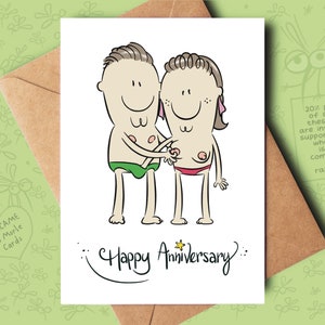 Gray funny, naughty card for an anniversary, ideal for a girlfriend, boyfriend, fiancé, fiancée, husband, wife, couple or other half.