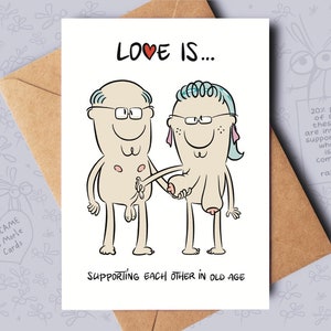 Drôle d'anniversaire ou carte d'anniversaire 40e 50e 60e Saint-Valentin femme mari maman papa grand-mère grand-père vieux soutien amour humoristique amusant dessin animé