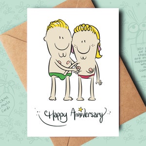Blonde funny, naughty card for an anniversary, ideal for a girlfriend, boyfriend, fiancé, fiancée, husband, wife, couple or other half.