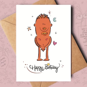 Tatouage barbe brune - Carte d'anniversaire amusante pour lui, un meilleur ami, un petit ami, un fiancé, un mari ou un partenaire pour son anniversaire.