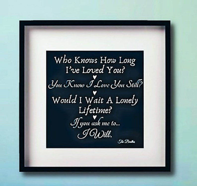 THE BEATLES Song Lyrics Wall Decor From I Will Framed Love Etsy