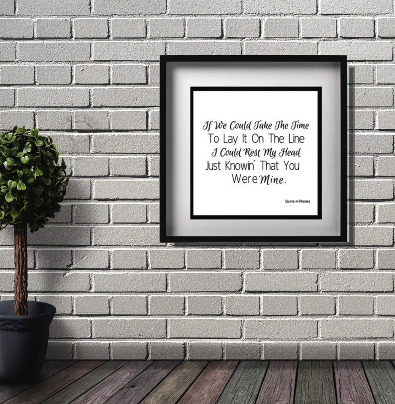 Guns N Roses Song Lyrics Wall Decor From November Rain Etsy