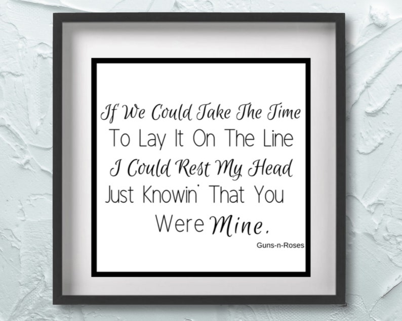 Guns N Roses Song Lyrics Wall Decor From November Rain Etsy