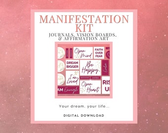 Manifestation Kit - Journals, Vision Boards, Affirmation Art  (DIGITAL/PRINTABLE File)