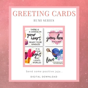 Pack de cartes de vœux - Série Rumi - 2 options de style, 2 tailles, 24 cartes au total (fichier numérique/imprimable)