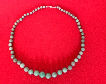 Aventurine Hand Knotted Sterling Silver 22" Graduated bead Necklace with Magnetic Clasp