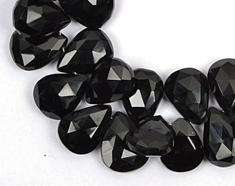 Onyx Beads | Faceted Beads | Pear Shape Beads | 7 Inch 11X17-14X19 mm Beads | Natural Black Onyx Beads | Jewelry Making Beads