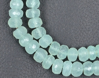 Aqua chalcedony Gemstone Beads Rondelle Shape Beads chalcedony stone Beads 8 inch strand Drilled aqua chalcedony faceted beads Size 7-8 MM