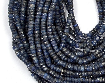 Natural Blue Sapphire Rondelle Beads: Faceted Gemstone Jewelry Making (3mm 13-inch)