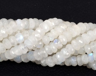 Rainbow Moonstone Beads, Moonstone Faceted Beads, Moonstone Rondelle Beads, 8 Inch Strand  6-7 mm Beads, Moonstone Beads, Jewelry Making