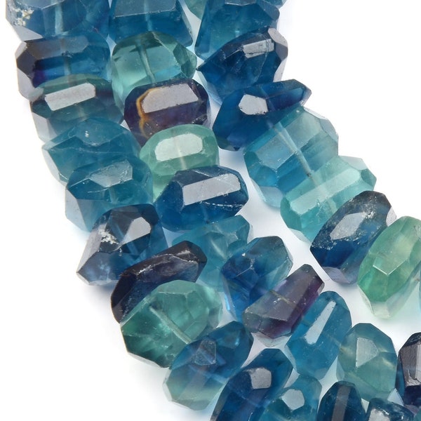 Perline di fluorite, Perline di pietre preziose, Perline sfaccettate, Filo da 8 pollici, Perline di fluorite naturale, Perline di pietre preziose di fluorite blu, Perline per la creazione di gioielli