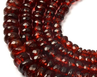 Garnet Beads, Gemstone Beads, Rondelle Shape Beads, Faceted Beads, Natural Garnet Gemstone Beads, 13 Inch Strand 5MM, 6MM, 8 MM Beads